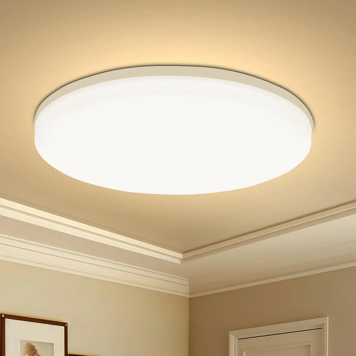 Lámpara de techo LED moderna, lámpara redonda de ahorro de energía para dormitorio, adecuada para sala de estar y dormitorio, luz LED interior AANHORA-SHOPPING