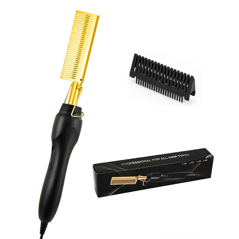 Professional Electric Ceramic Ionic Hair Straighten Straightener Brush Hot Comb Pressing Electric Hot Comb Hair Straightener AANHORA-SHOPPING