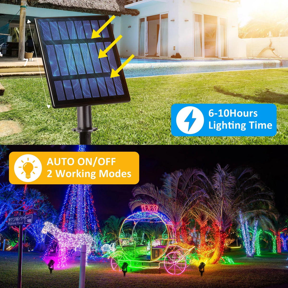 Foco Solar RGB de 1/2/4/6 luces IP65, luz Solar impermeable, luz de jardín para exteriores, decoración para fiesta de Navidad y Halloween AANHORA-SHOPPING
