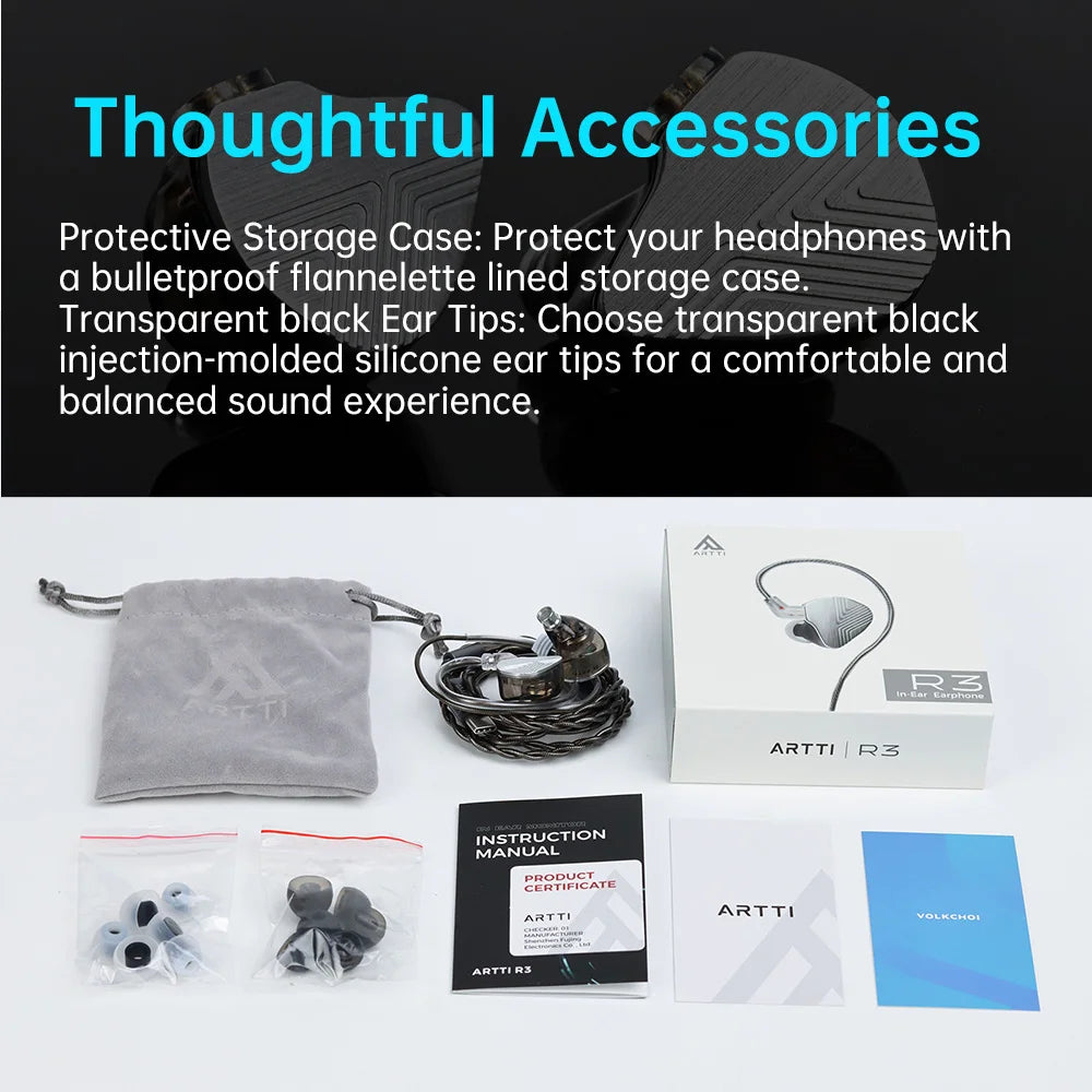 Auriculares Intrauditivos ARTTI R3 con Controlador Dinámico de 10 mm con Revestimiento de Berilio, Auriculares HIFI con Cable Desmontable de 0.78 2 Pines/Tipo-C AANHORA-SHOPPING