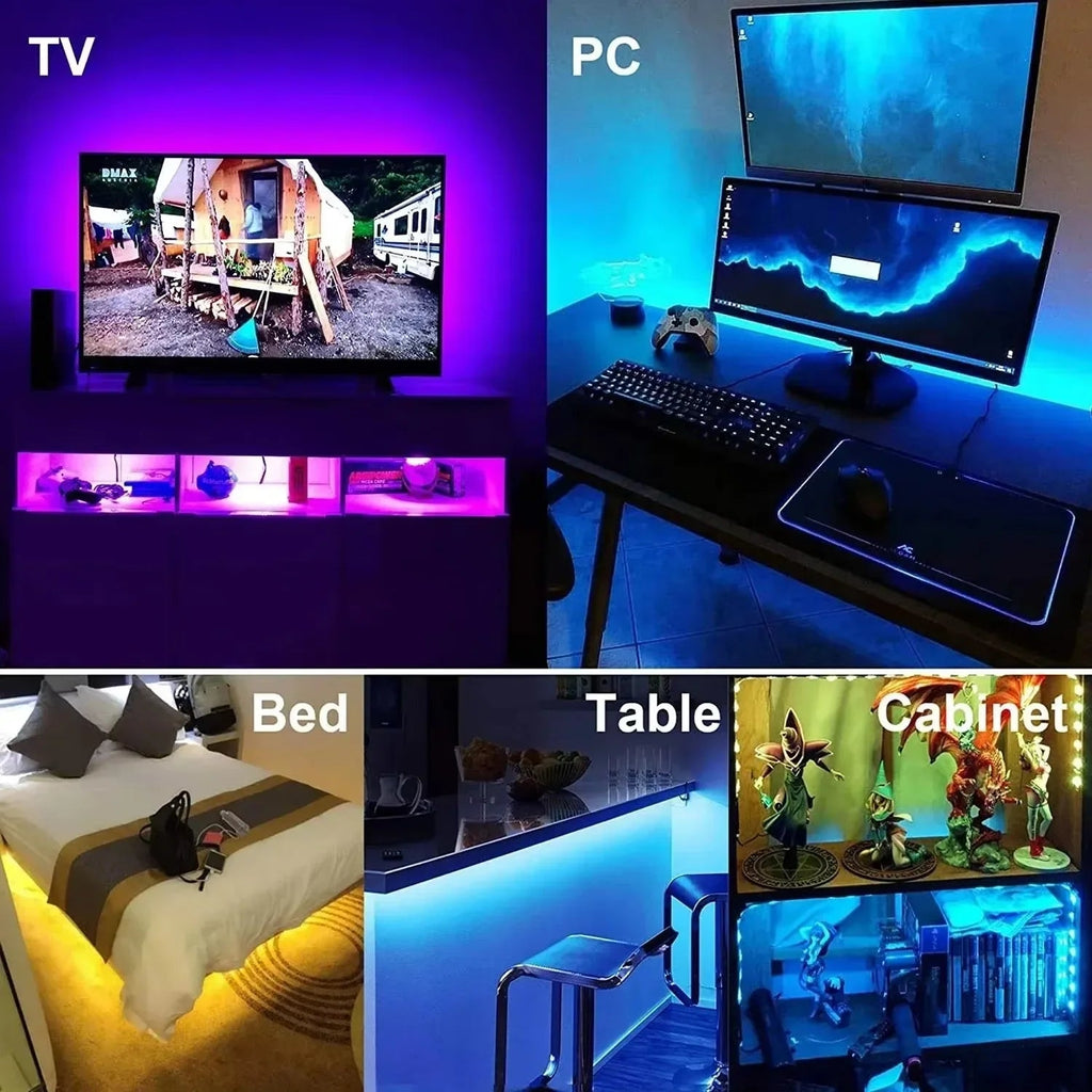 5V Usb Adhesive Rgb Led Light Strip Color Changing Ice String Christmas Lighting Led Tape 1M 15 M 20 Meter Tv Led Backlight Band AANHORA-SHOPPING