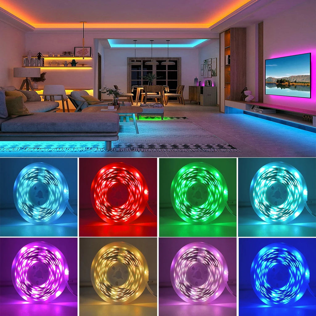 RGB Led Strip Lights 5m 10m 20m 30m Led Room Light with APP Control Flexible Ribbon Luces Led Tape for Room Bedroom Decoration AANHORA-SHOPPING