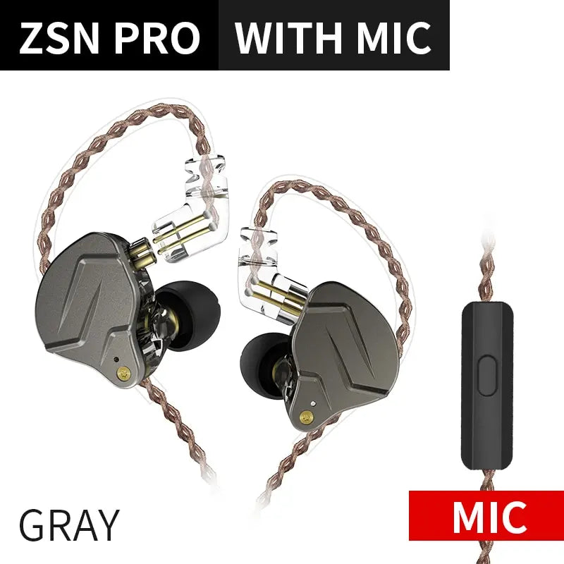 Auriculares KZ ZSN PRO 1BA 1DD Hybrid Drive In Hearphones HIFI Metal Bass, Auriculares deportivos de música reemplazables AANHORA-SHOPPING