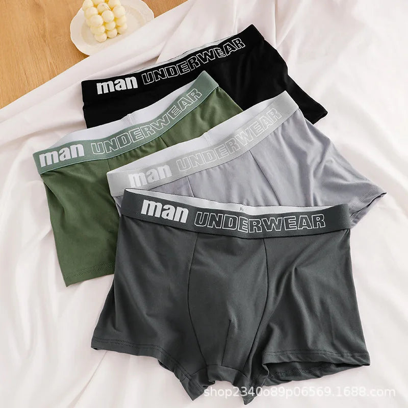 4-Piece/Set Men's Cotton Comfortable Boxer Shorts Breathable And Fashionable Fitness Underwear Men's Close Fitting Boxer Shorts AANHORA-SHOPPING