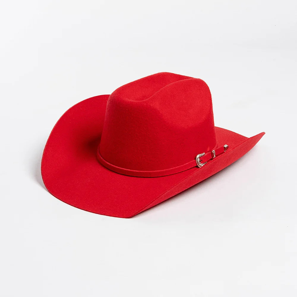 Sombrero de vaquero de lana 100%, accesorios del mismo color para otoño e invierno, sombrero de vaquero rizado clásico de Panamá, sombrero vaquero AANHORA-SHOPPING