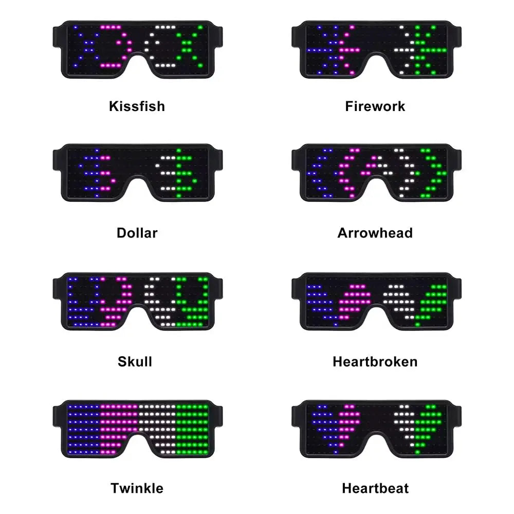 Gafas LED iluminadas, gafas dinámicas para recuerdo de fiesta, Festival, Navidad, recargable por USB, LED Rave, gafas intermitentes brillantes AANHORA-SHOPPING