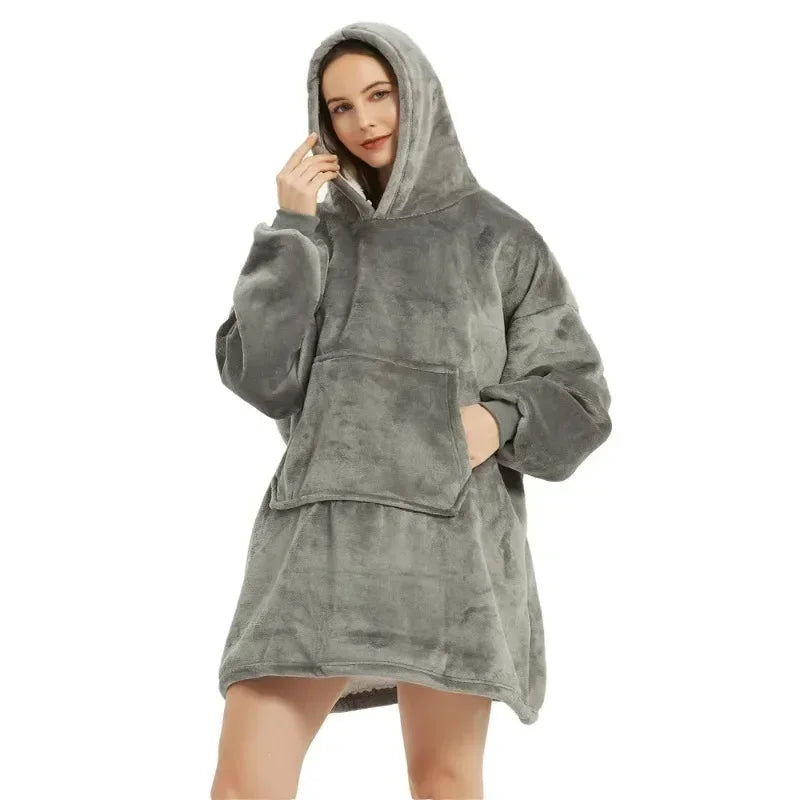 Sudaderas con capucha de invierno para hombre y mujer, jersey de lana gigante para TV, manta de gran tamaño con mangas, bata, mantas usables AANHORA-SHOPPING