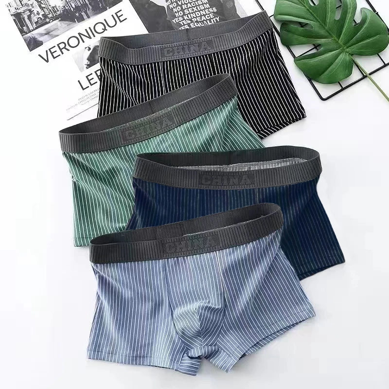 4 Uds Boxer Shorts ropa interior para hombre bragas sexis Boxers de algodón calzoncillos para hombre pantalones cortos para hombre Homme U lencería convexa envío gratis AANHORA-SHOPPING