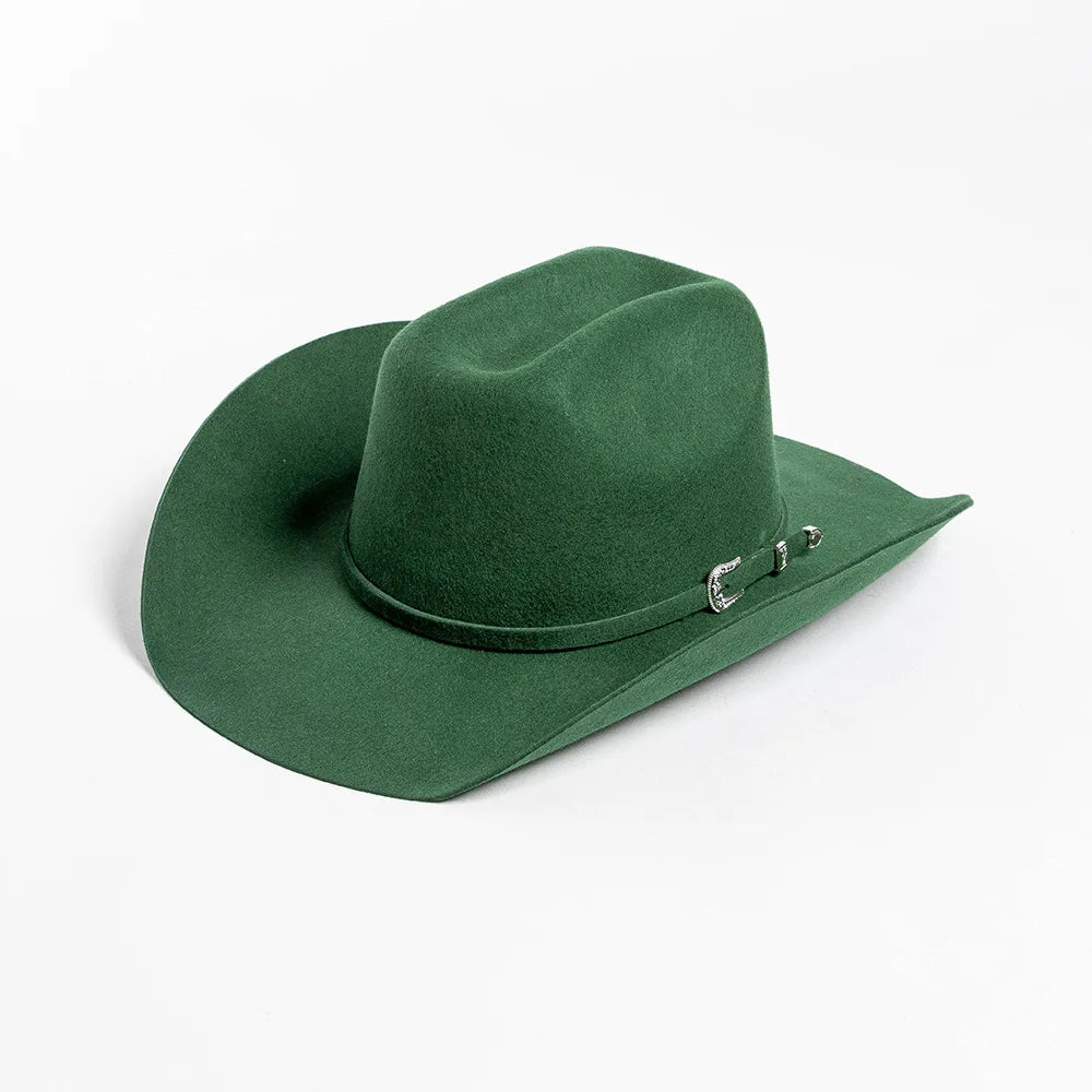 Sombrero de vaquero de lana 100%, accesorios del mismo color para otoño e invierno, sombrero de vaquero rizado clásico de Panamá, sombrero vaquero AANHORA-SHOPPING