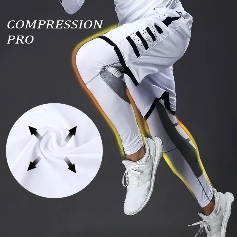 Pantalones de compresión para hombre para correr, ciclismo, baloncesto, fútbol, pantalones de chándal elásticos, mallas deportivas, pantalones con protección contra sarpullidos AANHORA-SHOPPING