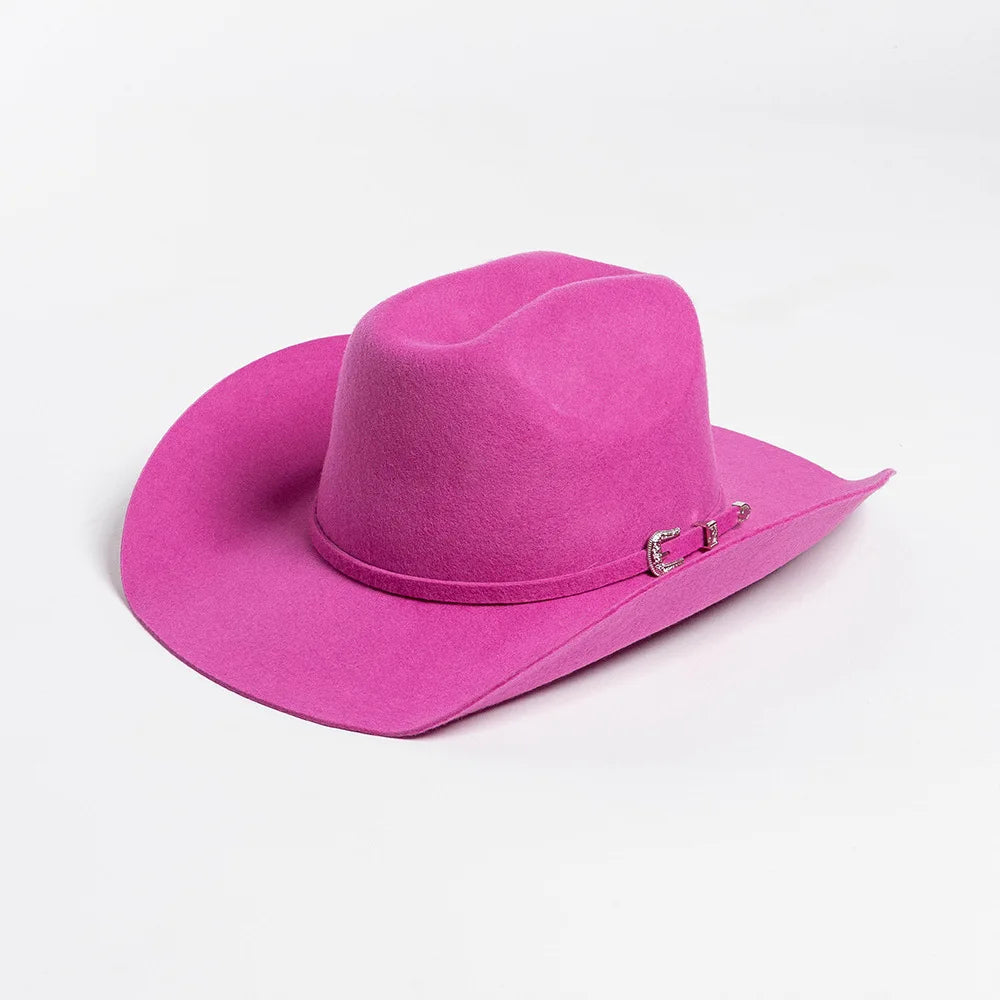 Sombrero de vaquero de lana 100%, accesorios del mismo color para otoño e invierno, sombrero de vaquero rizado clásico de Panamá, sombrero vaquero AANHORA-SHOPPING