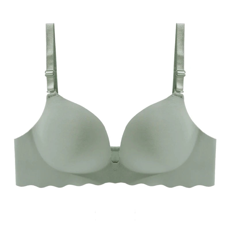 Sujetadores sin costuras con diseño de ondas para mujer, sujetador de soporte suave, ropa interior sexy sin aros para chicas, lencería íntima, bralette con escote en U profundo, tops sólidos para mujer AANHORA-SHOPPING