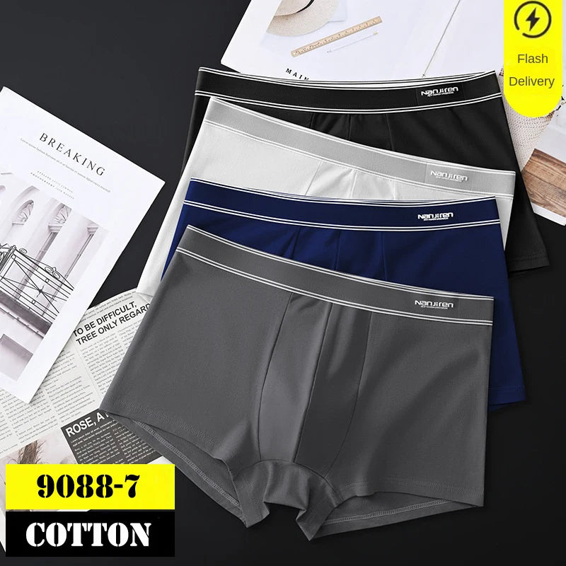 4 Uds Boxer Shorts ropa interior para hombre bragas sexis Boxers de algodón calzoncillos para hombre pantalones cortos para hombre Homme U lencería convexa envío gratis AANHORA-SHOPPING