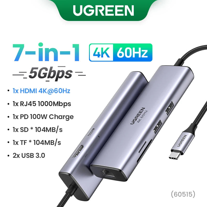 UGREEN USB Ethernet Adaptador 1000/100Mbps USB3.0/USB2.0 HUB USB a RJ45 USB Lan para Laptop PC Xiaomi Mi Box Nintendo Switch Lenovo Macbook Mac OS Windows Linux USB-C HUB USB-A Tarjeta de Red Gigabit Internet Adaptador AANHORA-SHOPPING
