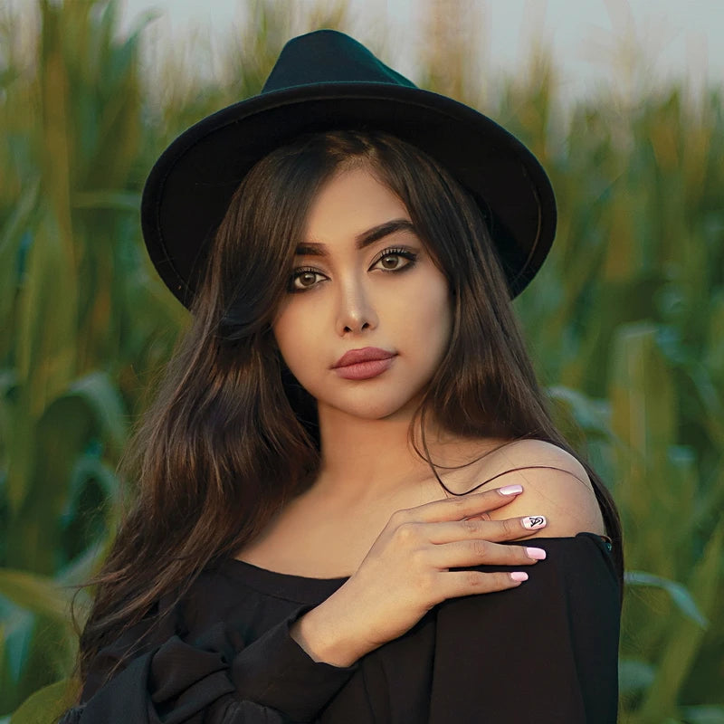 Sombrero Fedora Unisex de Ala Ancha de Fieltro con Banda Negra, Sombreros Panamá de Color Sólido para Mujeres y Hombres AANHORA-SHOPPING
