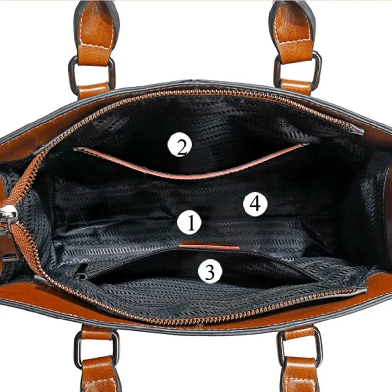 Bolso de mano de cuero genuino para mujer, bandolera de hombro, de piel de vaca encerada, estilo mensajero, tipo tote AANHORA-SHOPPING