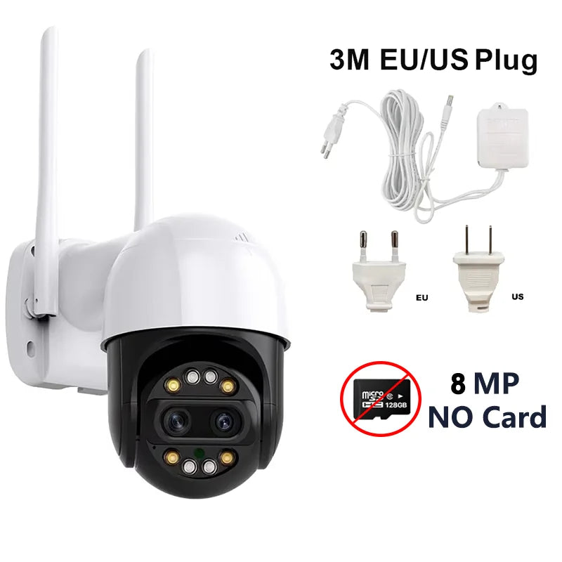 8X Digital Zoom 8MP PTZ WiFi Camera Dual Lens Night Vision Human Detection CCTV Video Surveillance Camera 4K Security IP Camera AANHORA-SHOPPING