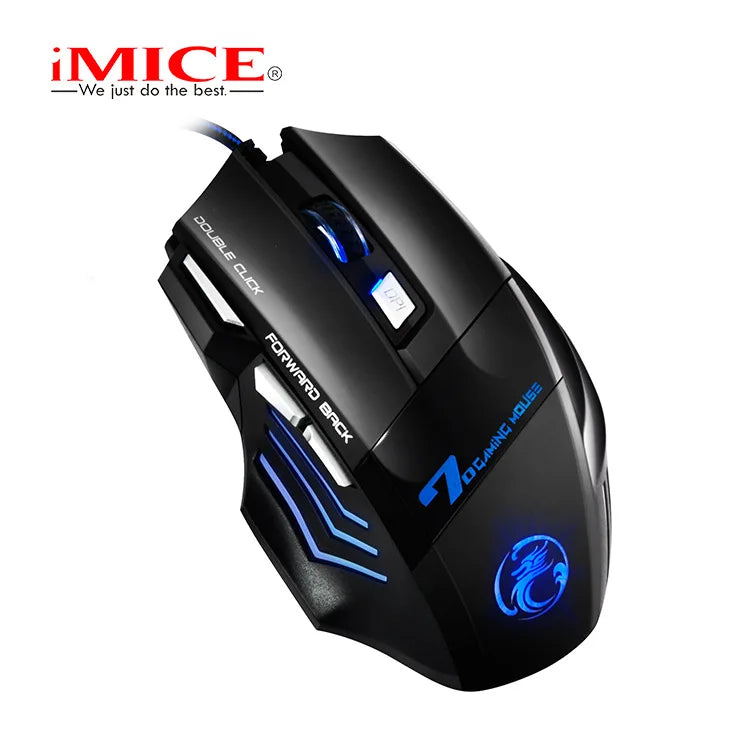 Ratón óptico con cable para juegos, retroiluminación RGB, 3200 DPI, ajustable, 4 botones, diseño ergonómico, ideal para PC, ordenador, portátil y tableta. AANHORA-SHOPPING