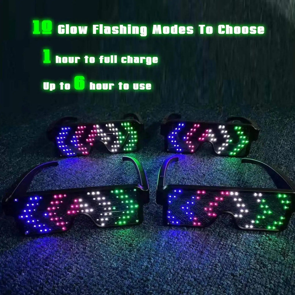 Gafas LED iluminadas, gafas dinámicas para recuerdo de fiesta, Festival, Navidad, recargable por USB, LED Rave, gafas intermitentes brillantes AANHORA-SHOPPING