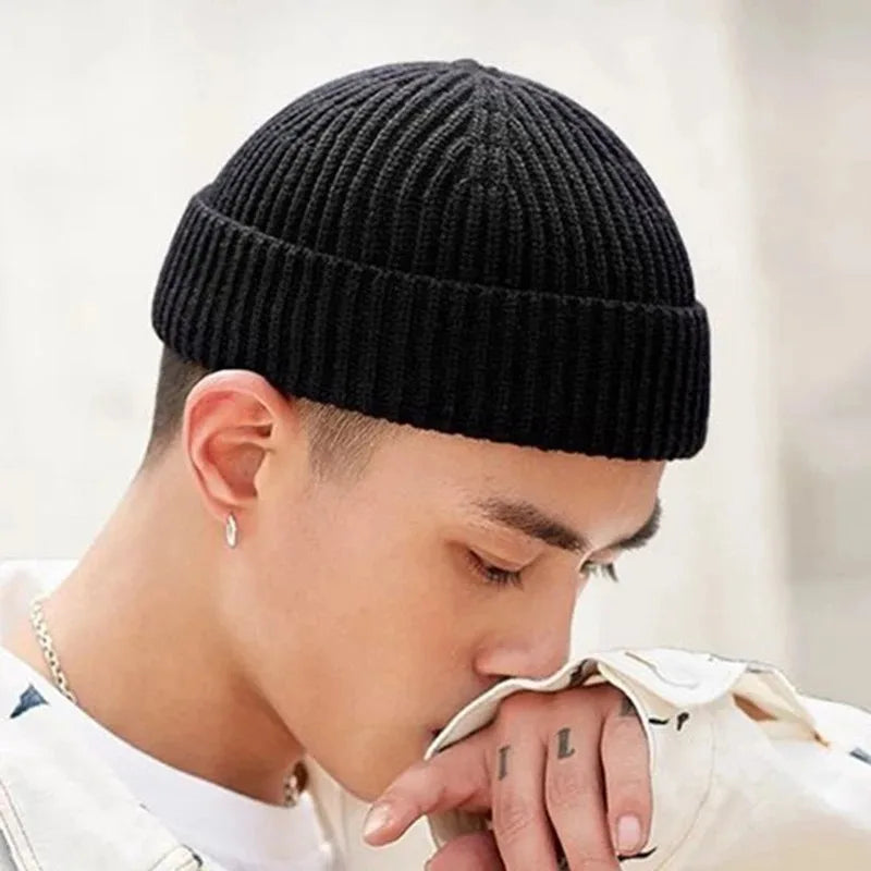 Gorro de Punto para Hombre y Mujer, Gorros de Lana, Moda Simple, Cálidos y a la Moda, Gorros Sólidos para Otoño e Invierno, Estilo Moderno AANHORA-SHOPPING