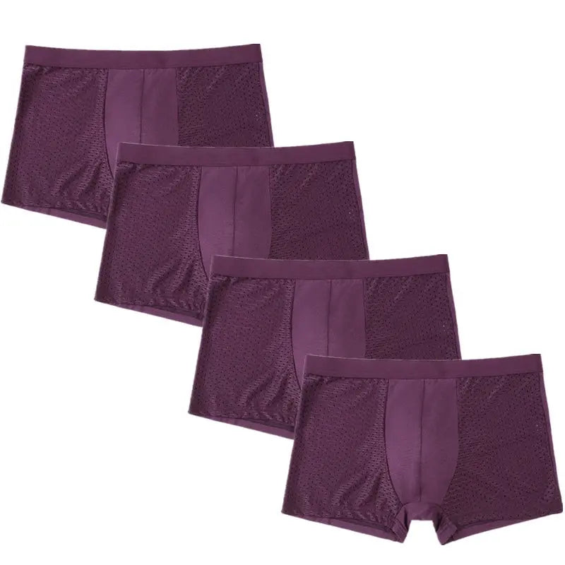 Men's Bamboo Fiber Boxers 4 Pcs/Set AANHORA-SHOPPING