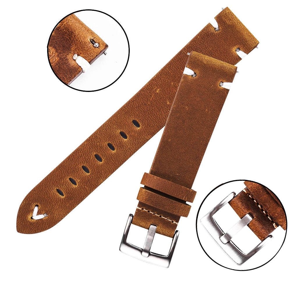 Universal Quick Release Leather Watchband AANHORA-SHOPPING