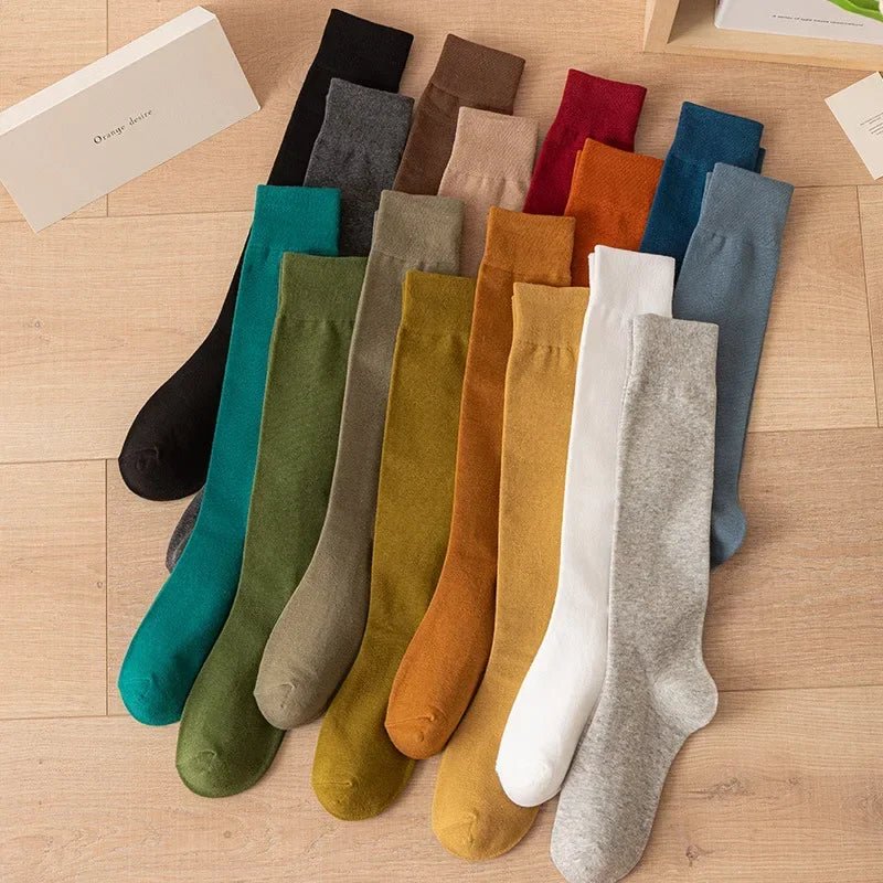 Calcetines Altos de Algodón para Mujer Estilo JK Japonés - AANHORA-SHOPPING