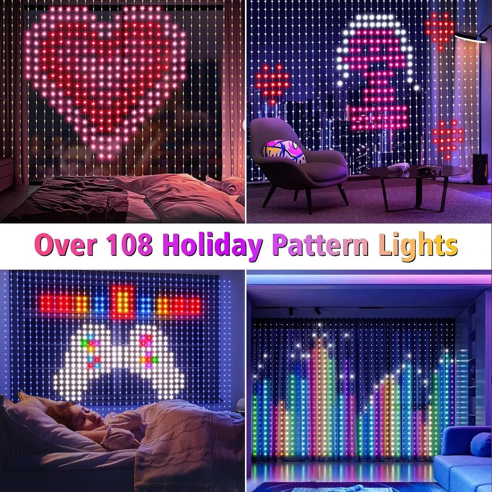 Cortina de Luces LED Inteligente con Mando y App, Packs de 2 - AANHORA-SHOPPING