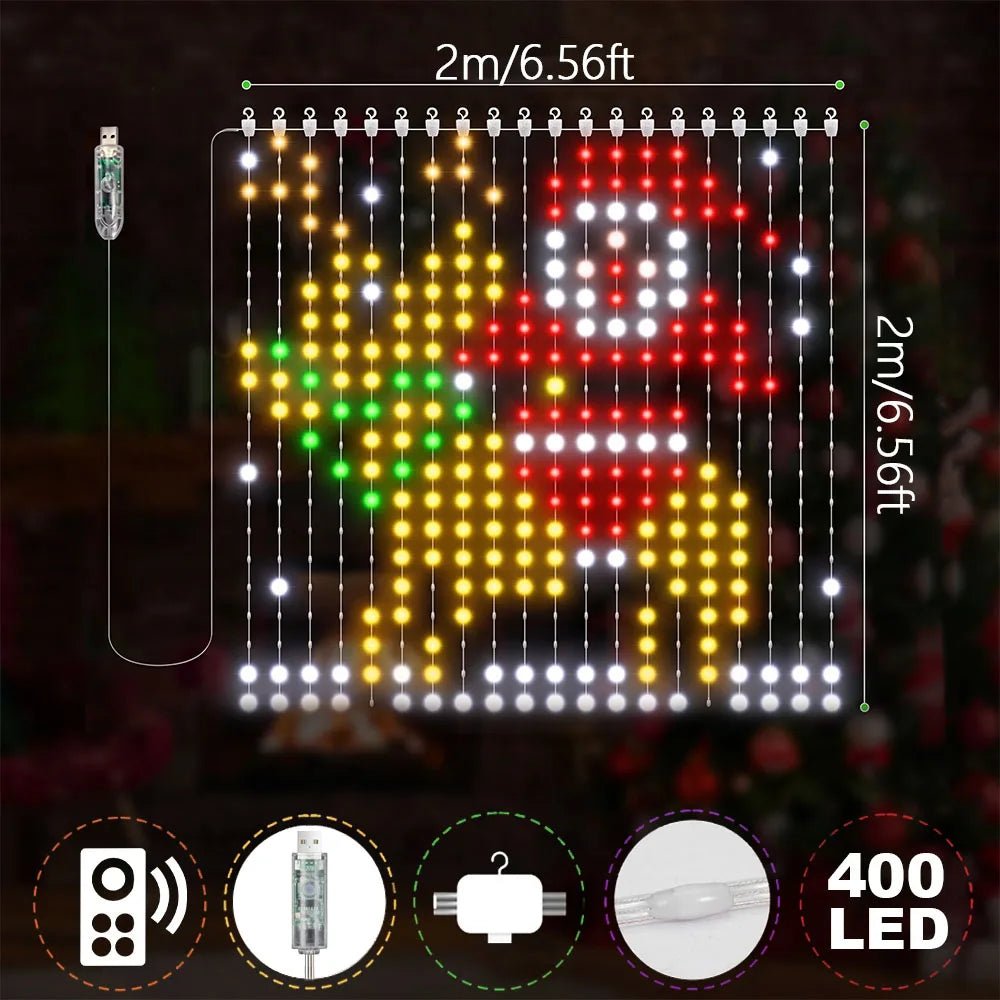 Cortina de Luces LED Inteligente con Mando y App, Packs de 2 - AANHORA-SHOPPING