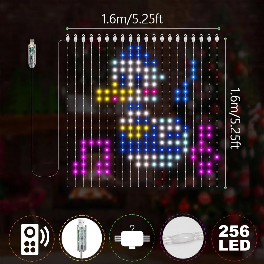 Cortina de Luces LED Inteligente con Mando y App, Packs de 2 - AANHORA-SHOPPING