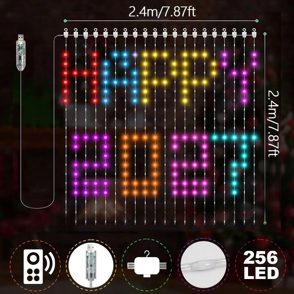 Cortina de Luces LED Inteligente con Mando y App, Packs de 2 - AANHORA-SHOPPING