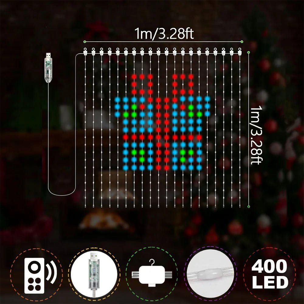Cortina de Luces LED Inteligente con Mando y App, Packs de 2 - AANHORA-SHOPPING