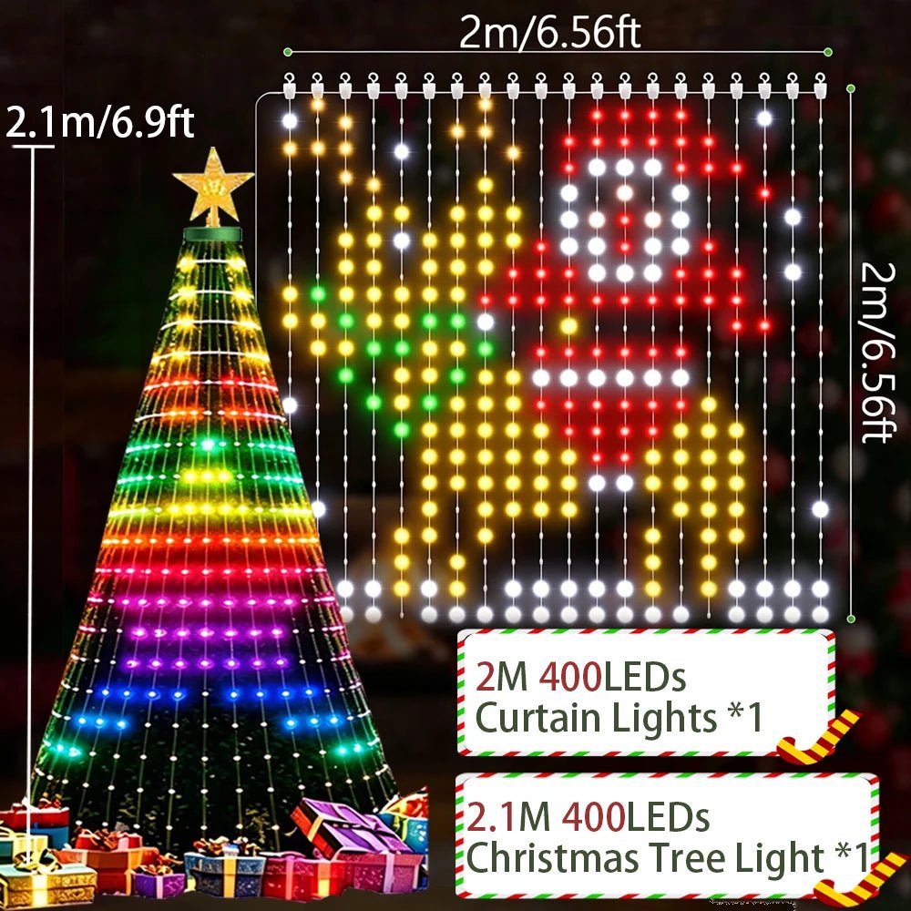 Cortina de Luces LED Inteligente con Mando y App, Packs de 2 - AANHORA-SHOPPING