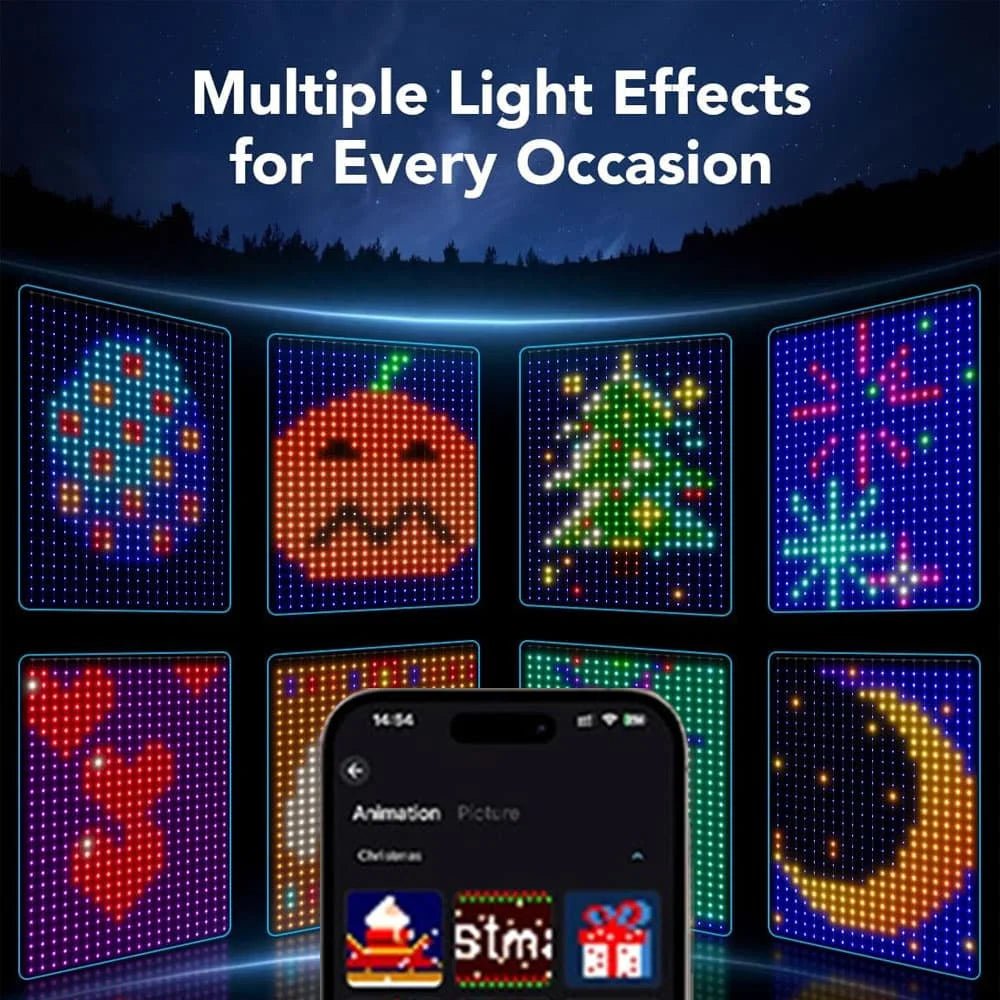 Cortina de Luces LED Inteligente con Mando y App, Packs de 2 - AANHORA-SHOPPING