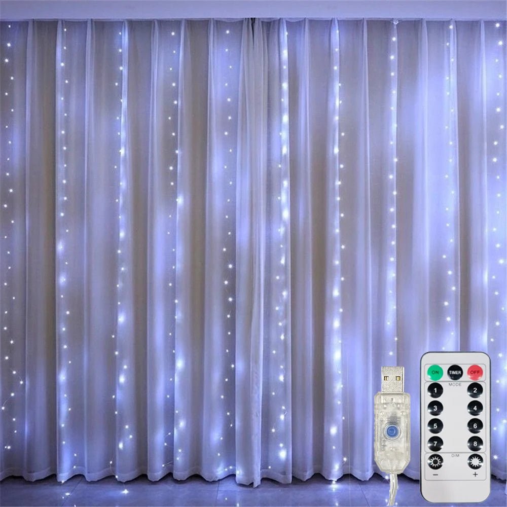Cortina de Luces LED USB con Mando, 8 Modos, de 3 a 6 m - AANHORA-SHOPPING