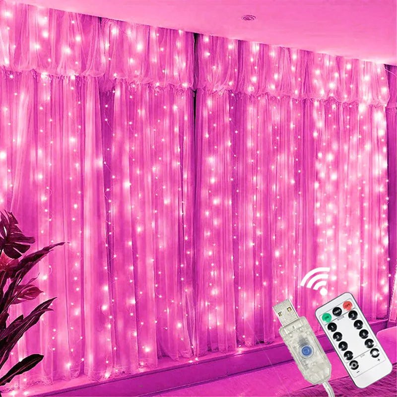 Cortina de Luces LED USB con Mando, 8 Modos, de 3 a 6 m - AANHORA-SHOPPING