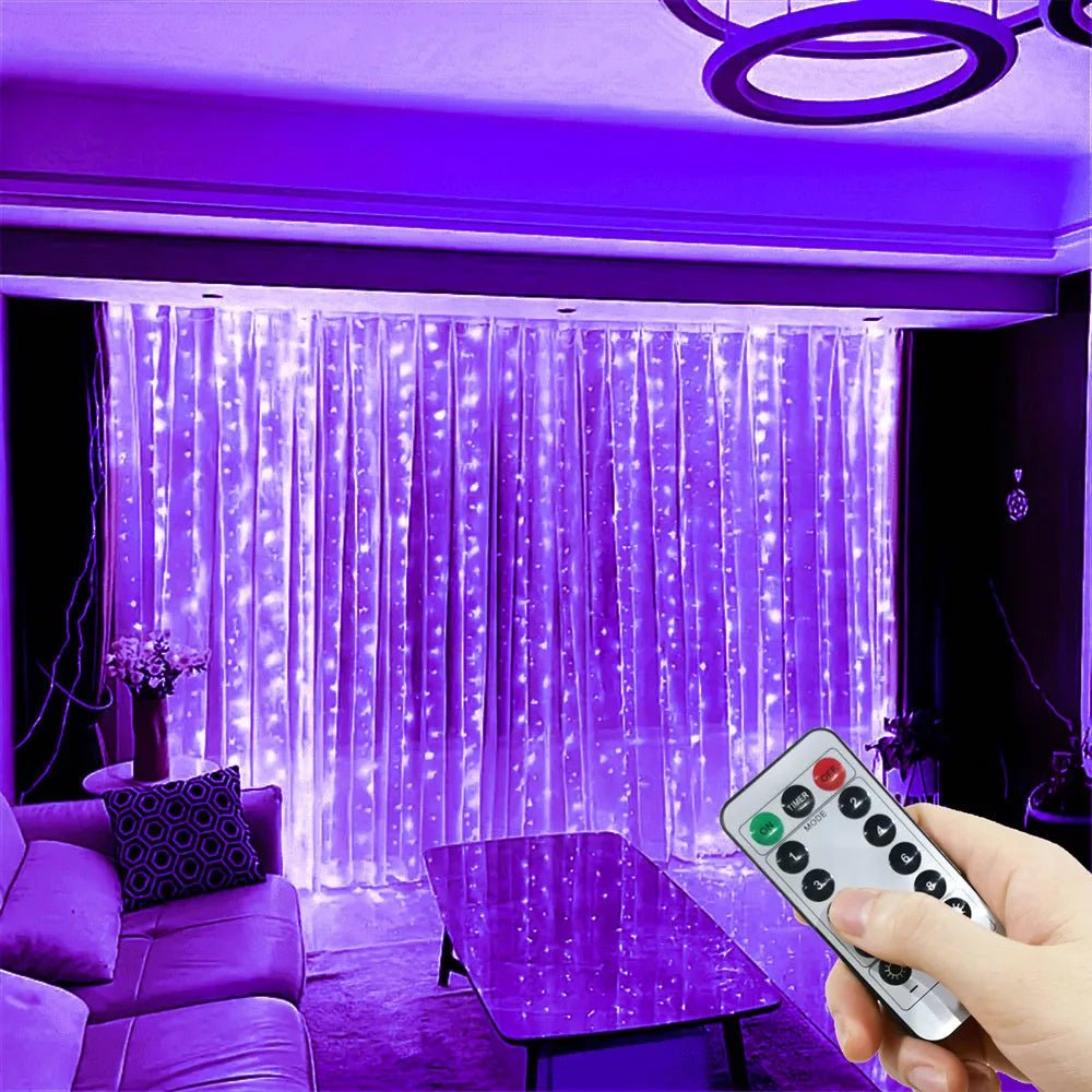 Cortina de Luces LED USB con Mando, 8 Modos, de 3 a 6 m - AANHORA-SHOPPING