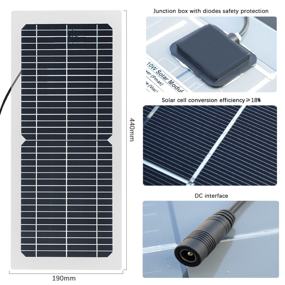 Transparent Semi-Flexible 10W Solar Panel Kit AANHORA-SHOPPING