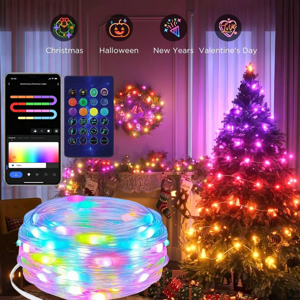 Guirnalda RGBIC de Exterior para Halloween y Navidad, con Mando y App - AANHORA-SHOPPING