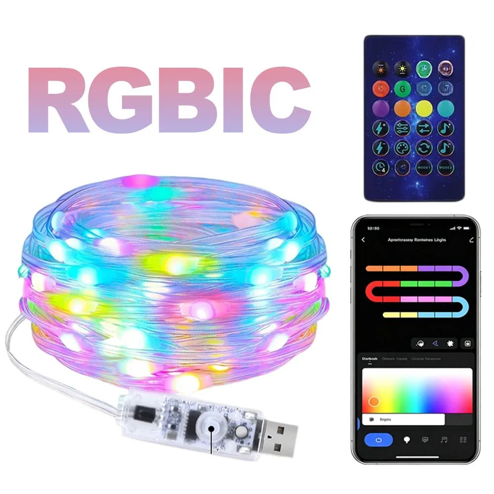 Guirnalda RGBIC de Exterior para Halloween y Navidad, con Mando y App - AANHORA-SHOPPING