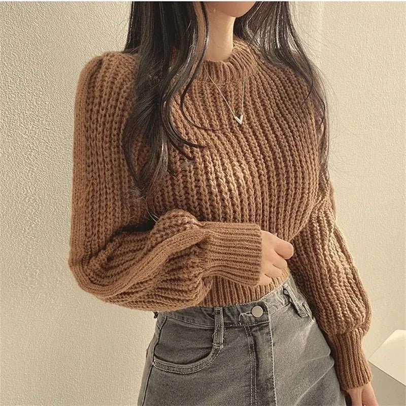 Jersey holgado de punto para mujer estilo coreano - AANHORA-SHOPPING