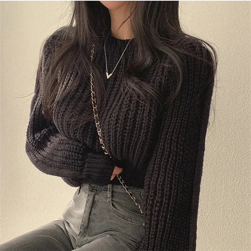 Jersey holgado de punto para mujer estilo coreano - AANHORA-SHOPPING