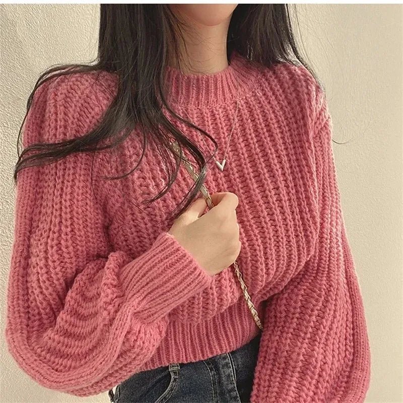 Jersey holgado de punto para mujer estilo coreano - AANHORA-SHOPPING
