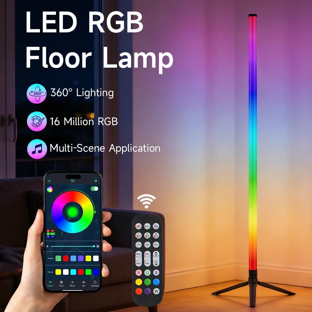 Lámpara de Pie LED de Esquina RGB con App y Modo Música - AANHORA-SHOPPING