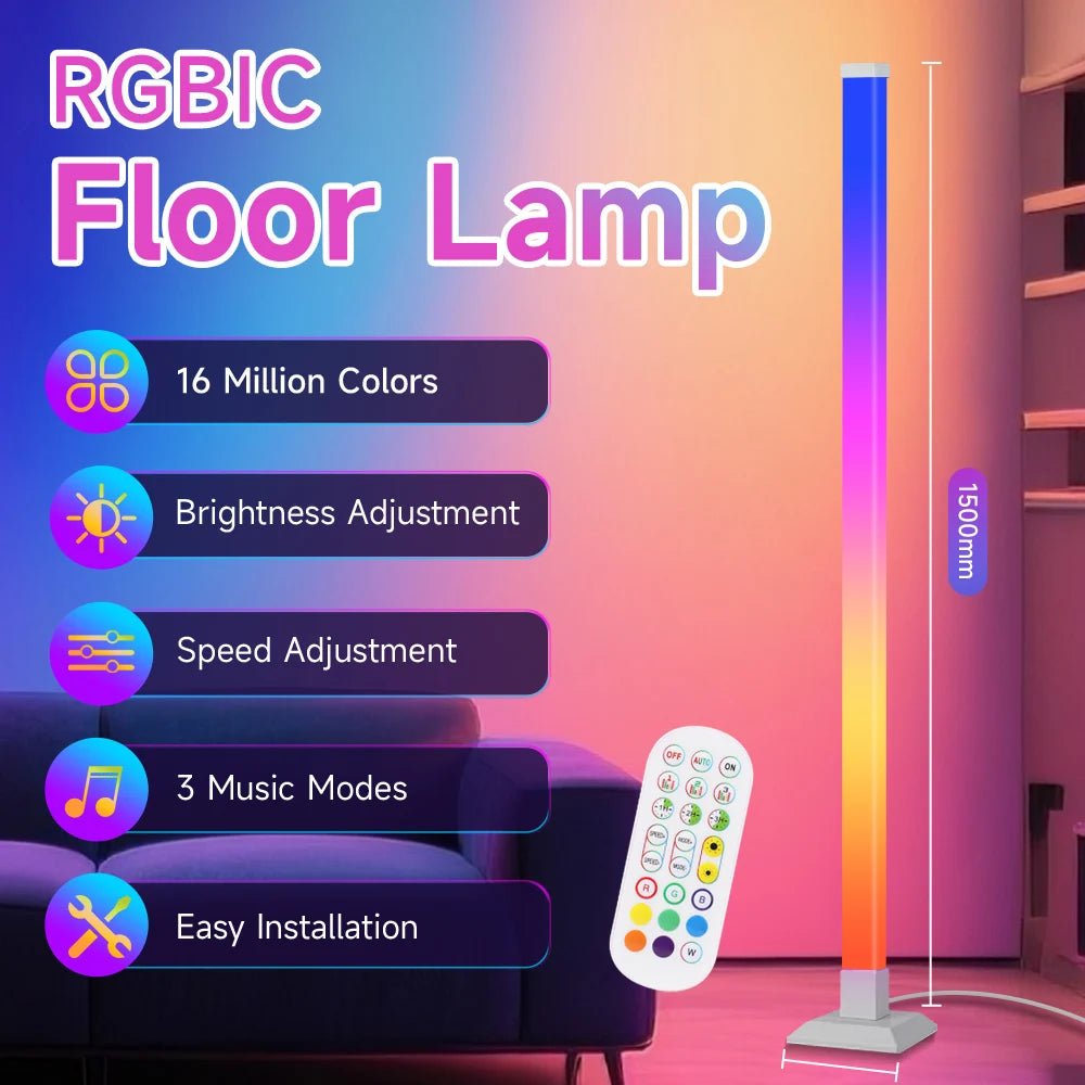 Lámpara de Pie LED de Esquina RGB con App y Modo Música - AANHORA-SHOPPING