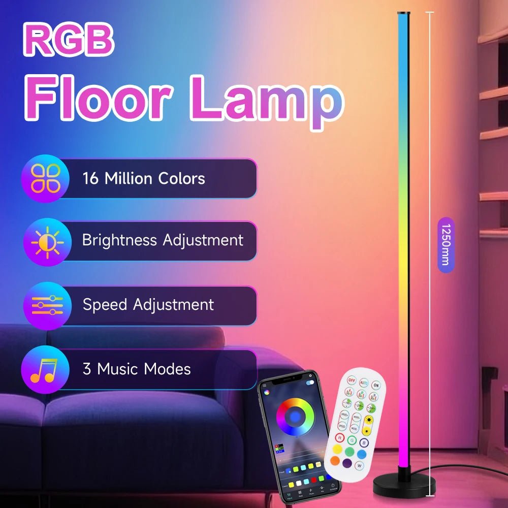 Lámpara de Pie LED de Esquina RGB con App y Modo Música - AANHORA-SHOPPING