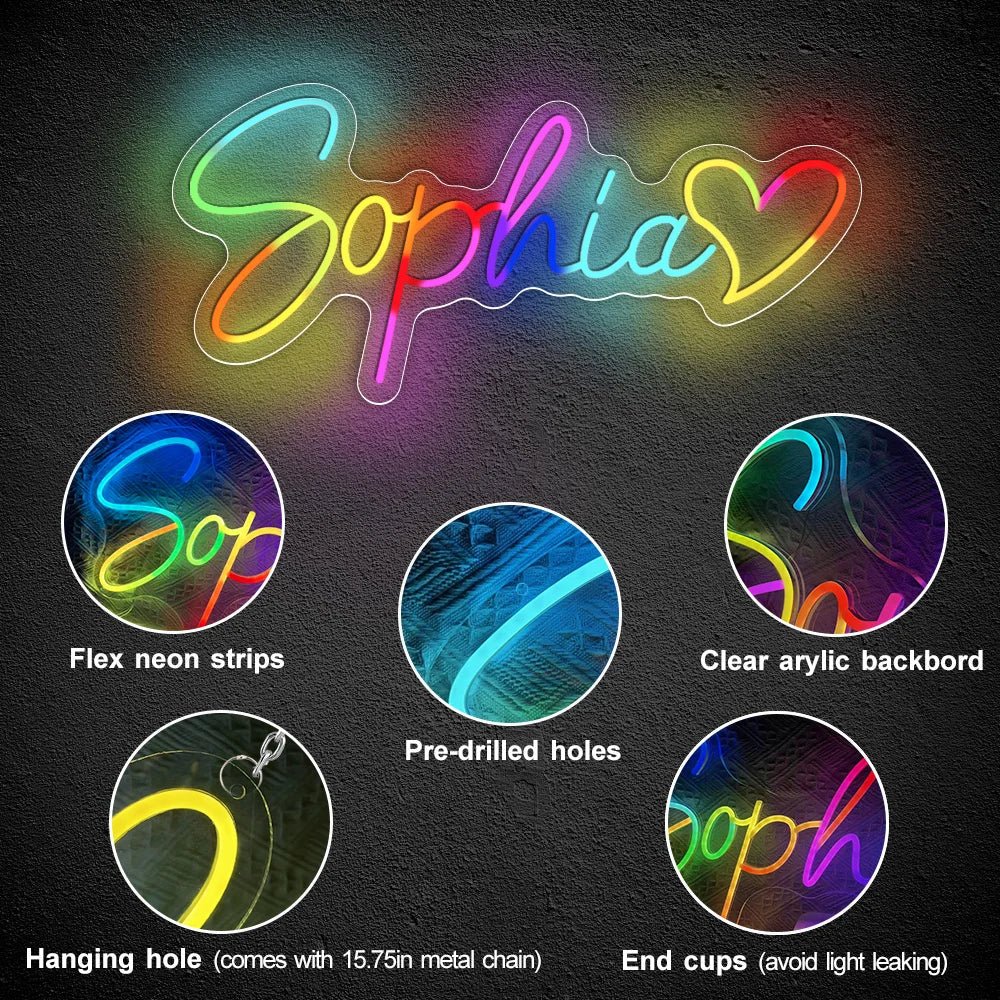 Letrero de Neón LED Personalizado con tu Nombre, RGB con Mando - AANHORA-SHOPPING
