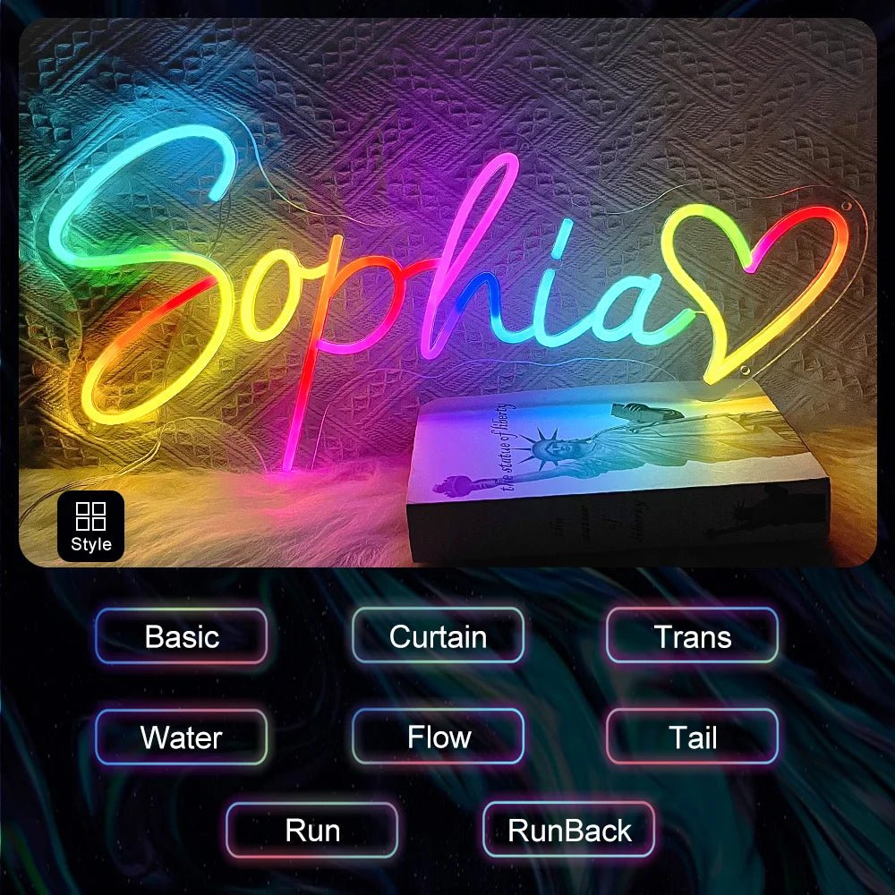 Letrero de Neón LED Personalizado con tu Nombre, RGB con Mando - AANHORA-SHOPPING