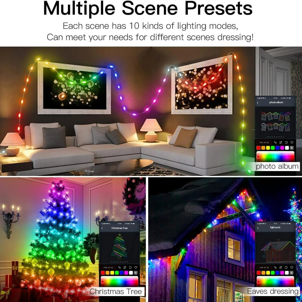 Luces de Navidad RGBIC para Árbol con App y Música, de 2 a 40 m - AANHORA-SHOPPING