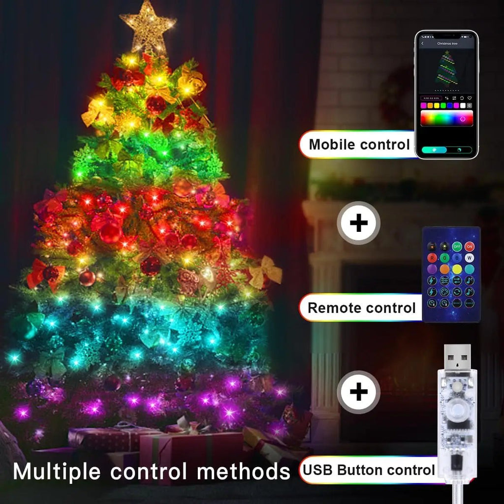 Luces de Navidad RGBIC para Árbol con App y Música, de 2 a 40 m - AANHORA-SHOPPING